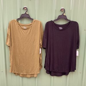 Elongated Soft Crewneck Tunic T-Shirts 2-Pack Size XL